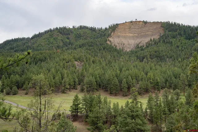 a view of a lake with a mountain in the back