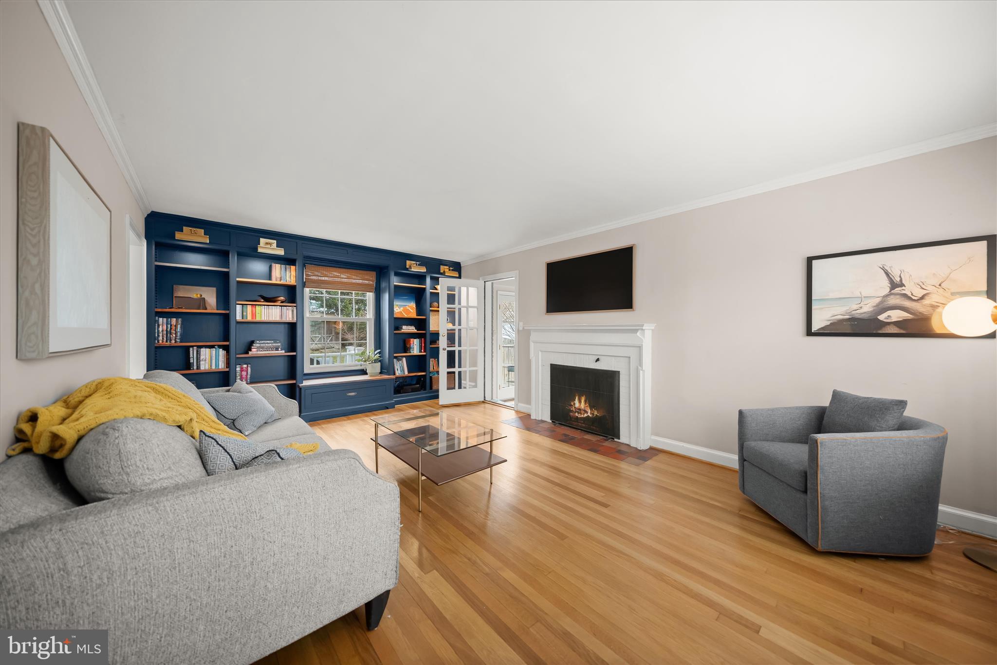 10310 Naglee Road Silver Spring, MD 20903 - Photo 4 of 40 Living Room w/FP & Gorgeous Built In Shelving