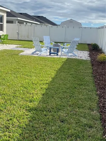 a view of a lake from a yard