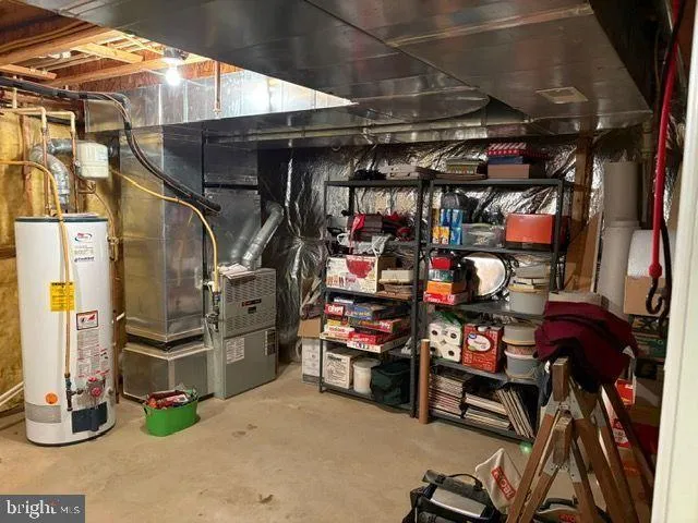 a view of a storage room with racks