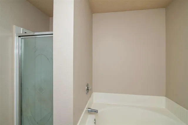 a bathroom with a bathtub