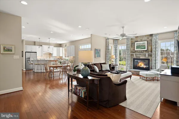 a living room with a couch and a table
