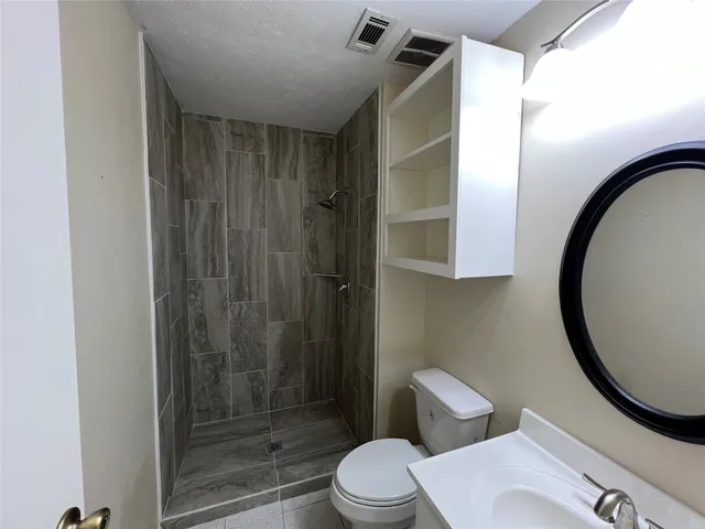a bathroom with a toilet a sink and a mirror