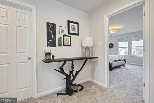 a spacious bedroom with a bed and a dresser