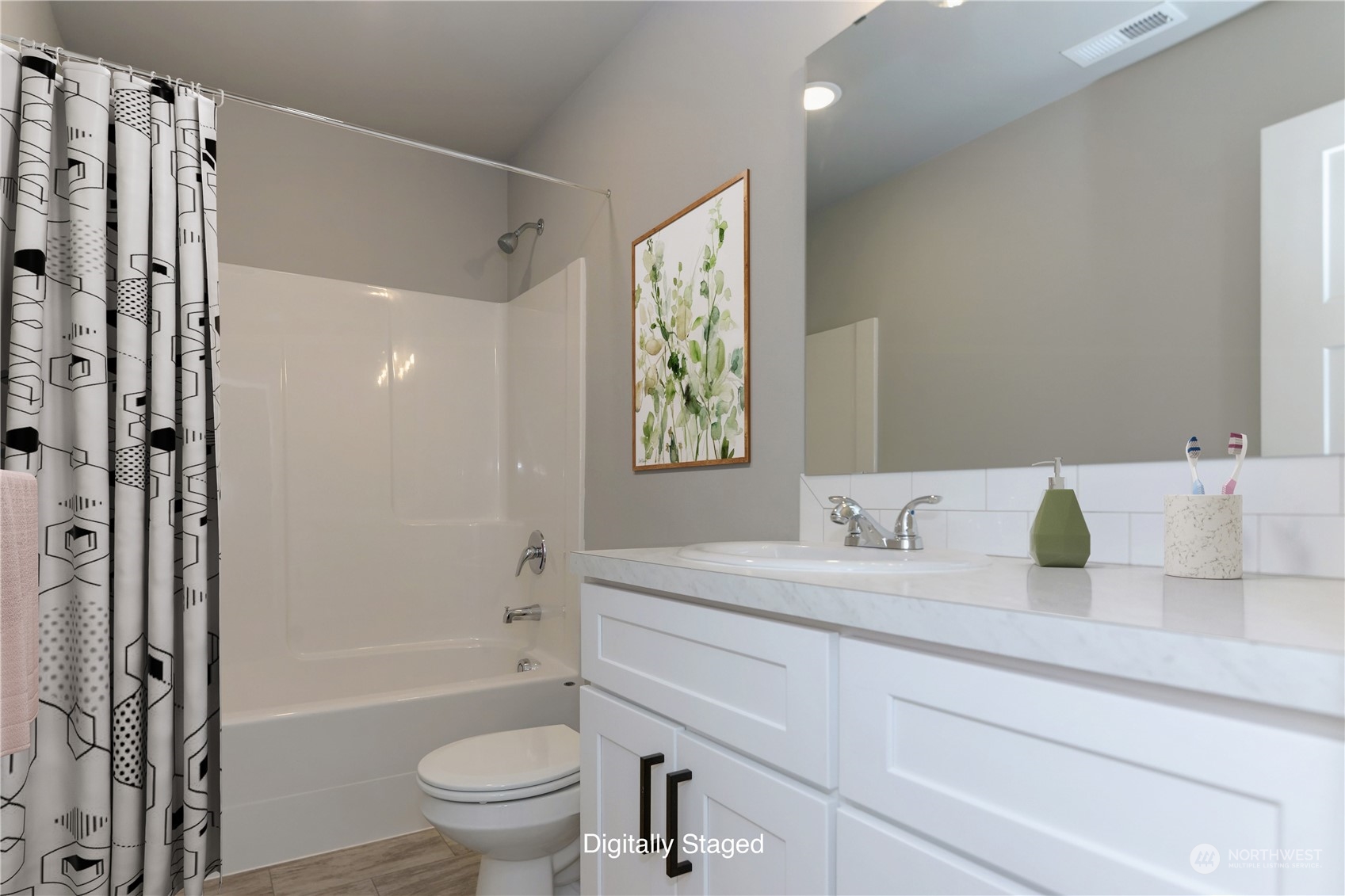3284 Prill Road Centralia, WA 98531 - Photo 13 of 18 a bathroom with a granite countertop sink toilet and shower