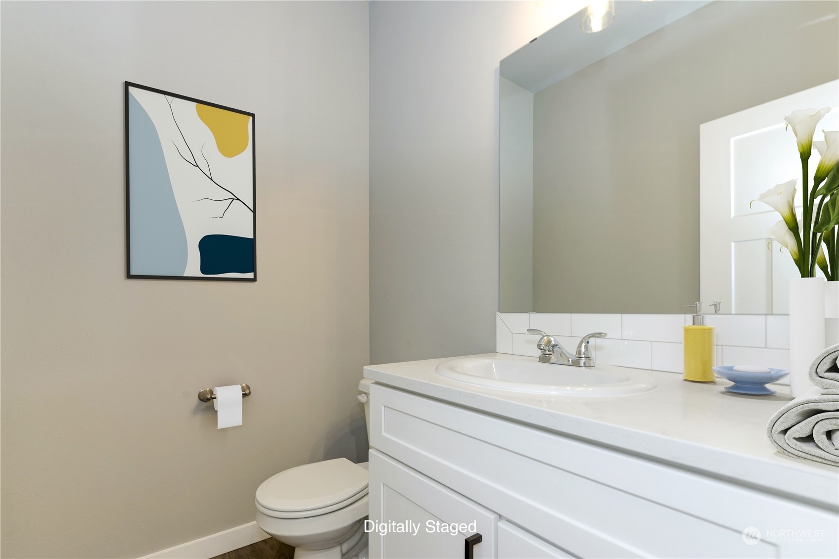3284 Prill Road Centralia, WA 98531 - Photo 6 of 18 a bathroom with a sink mirror vanity and toilet