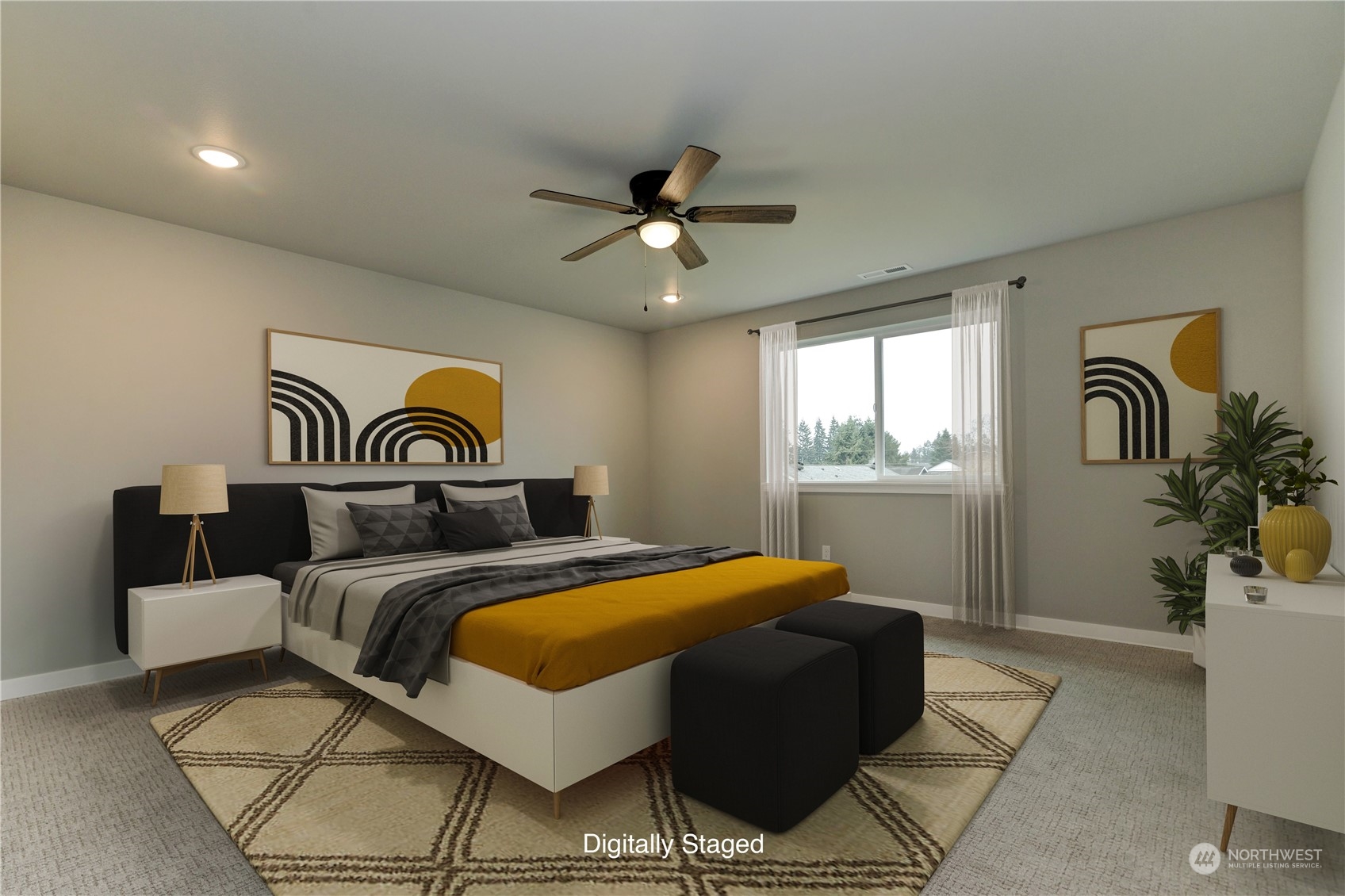 3284 Prill Road Centralia, WA 98531 - Photo 7 of 18 a bedroom with a bed and a chandelier