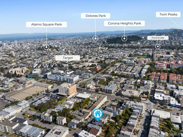 an aerial view of multiple house