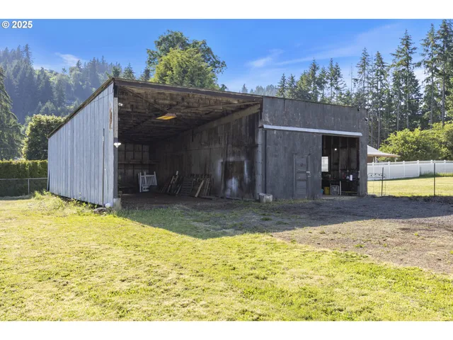 a view of a room with wooden walls