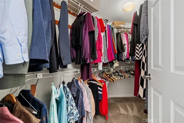 a view of a closet with storage