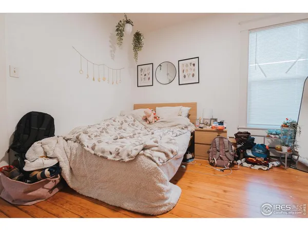 a bedroom with bed and window