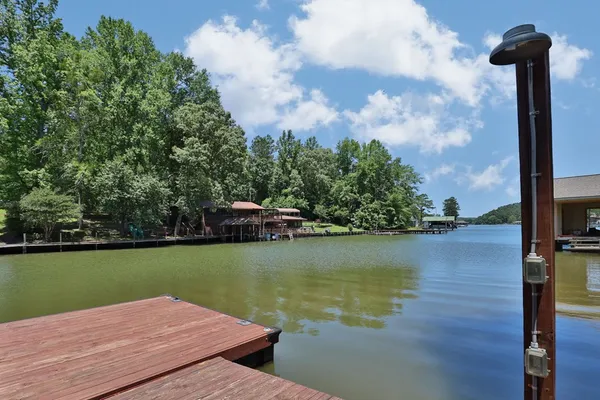 a view of a lake with outdoor space