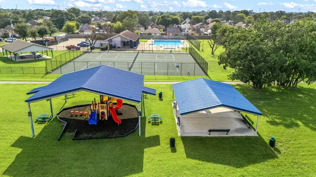 an aerial view of a house