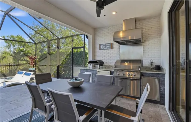 a workspace with furniture and window