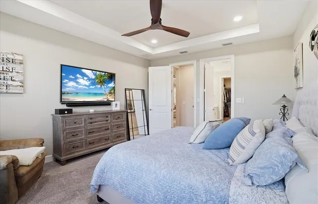 an aerial view of a house with a outdoor space