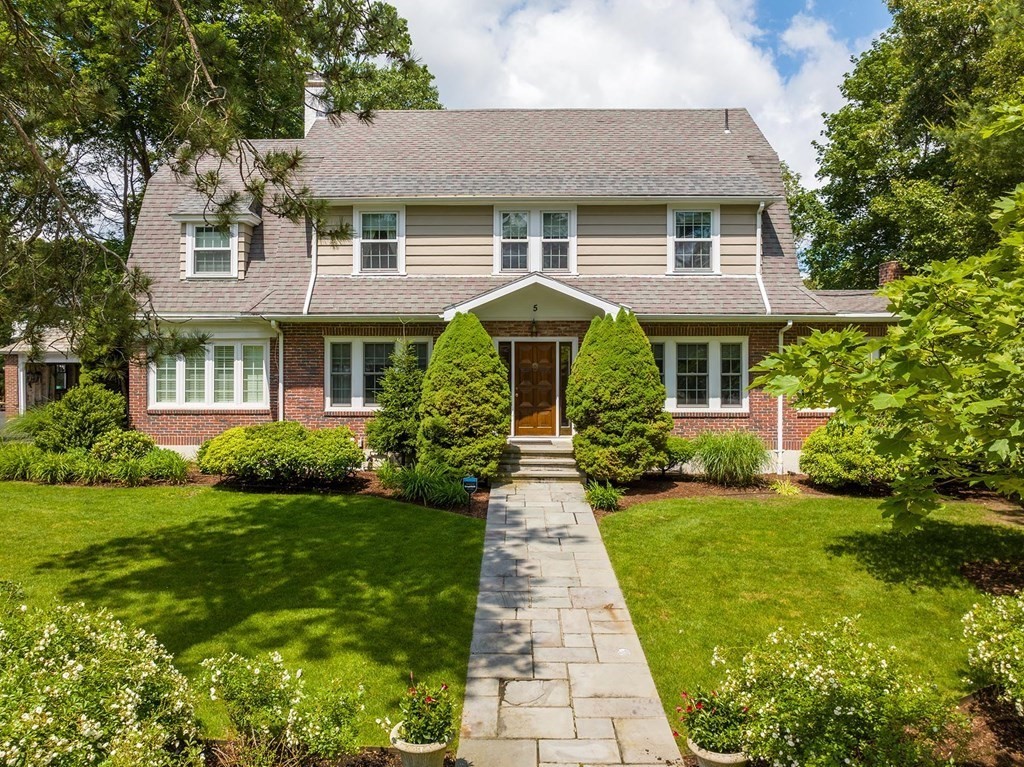 5 Agawam Road Newton, MA 02468 - Photo 20 of 23 a front view of a house with garden
