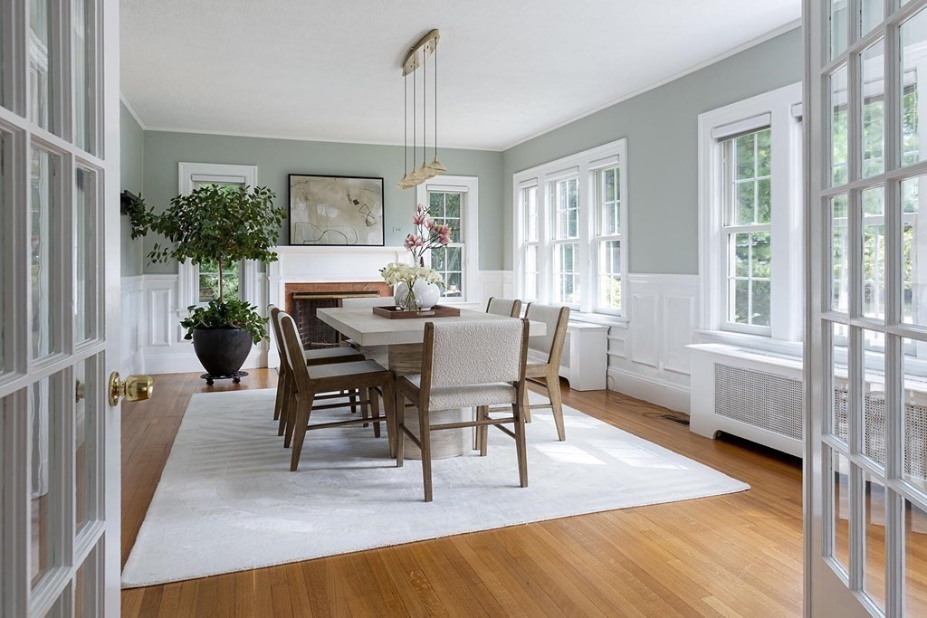 5 Agawam Road Newton, MA 02468 - Photo 6 of 23 a view of a dining room with furniture window and wooden floor