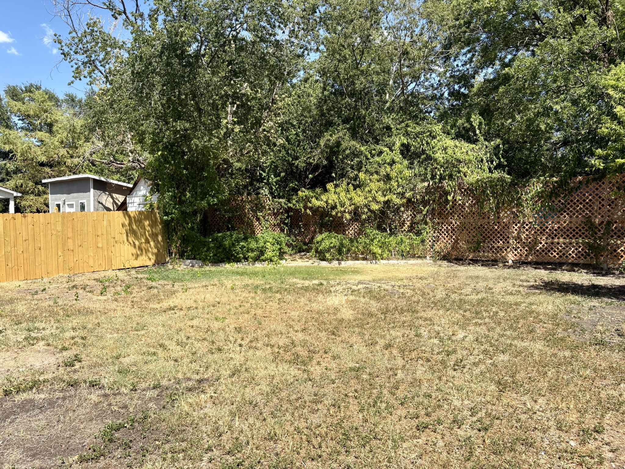 Undisclosed Address Austin, TX 78721 - Photo 26 of 28 Mature trees frame a private lawn enclosed by a wooden fence.