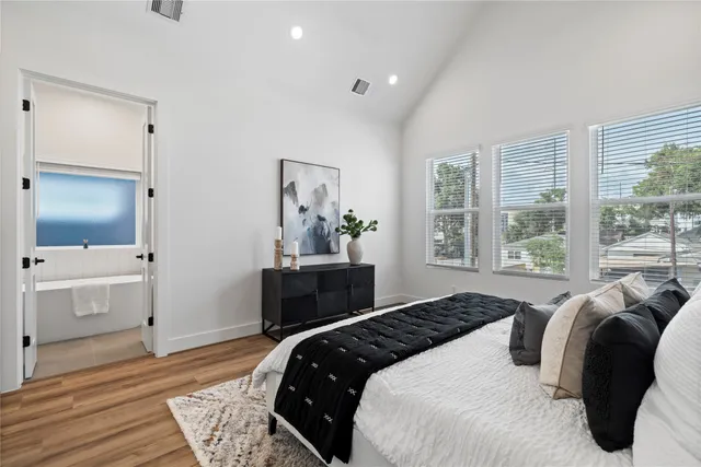 a storage room with wooden floor