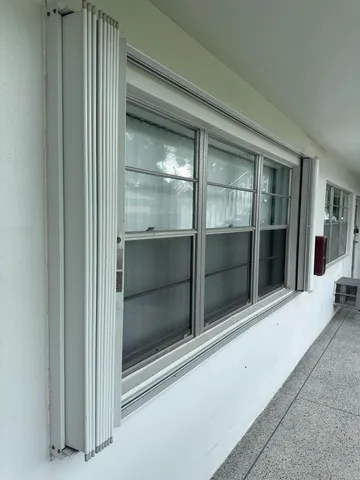 a view of a glass door with a glass door
