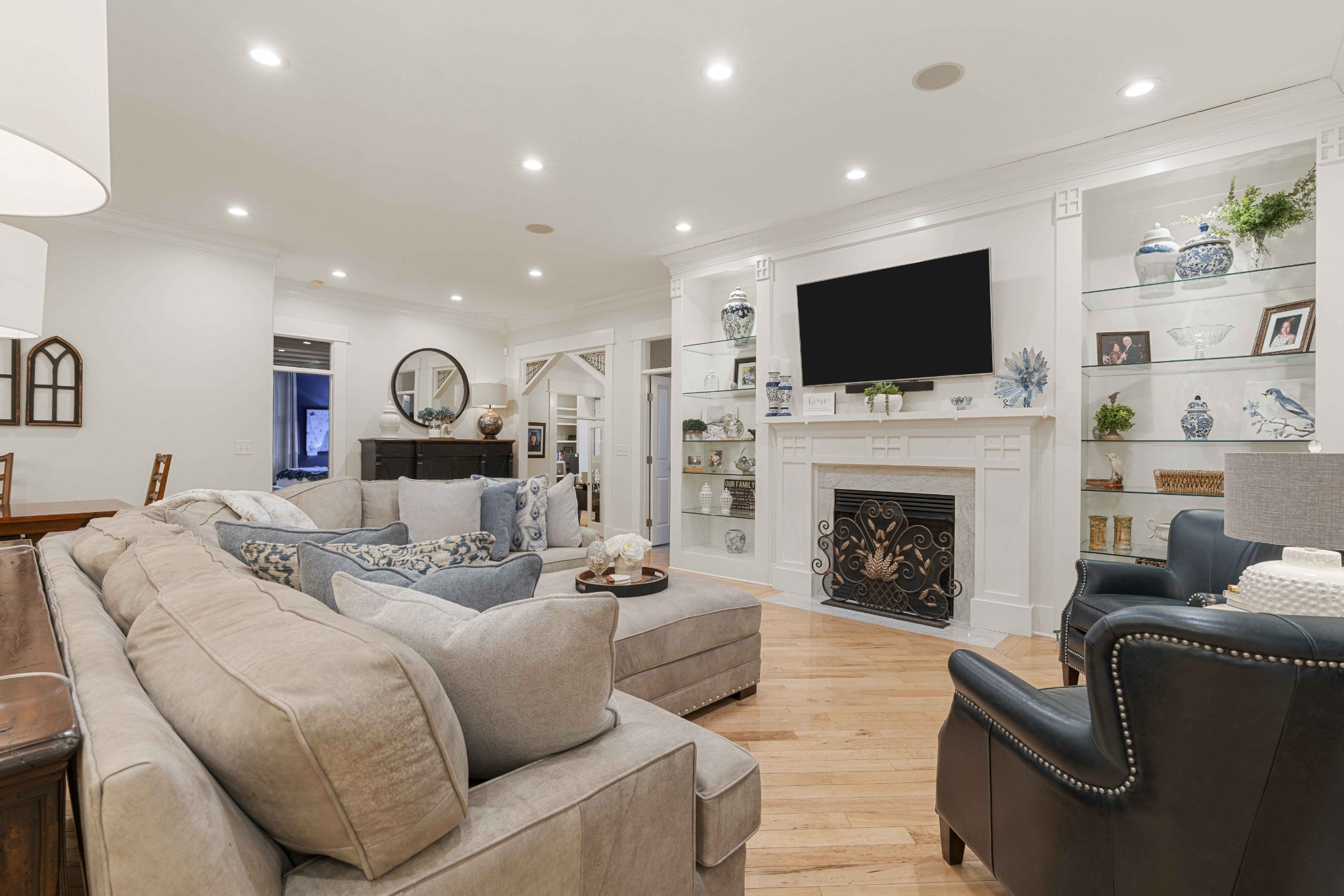 107 Tiffany Court Franklin, TN 37064 - Photo 39 of 98 a living room with furniture a fireplace and a flat screen tv