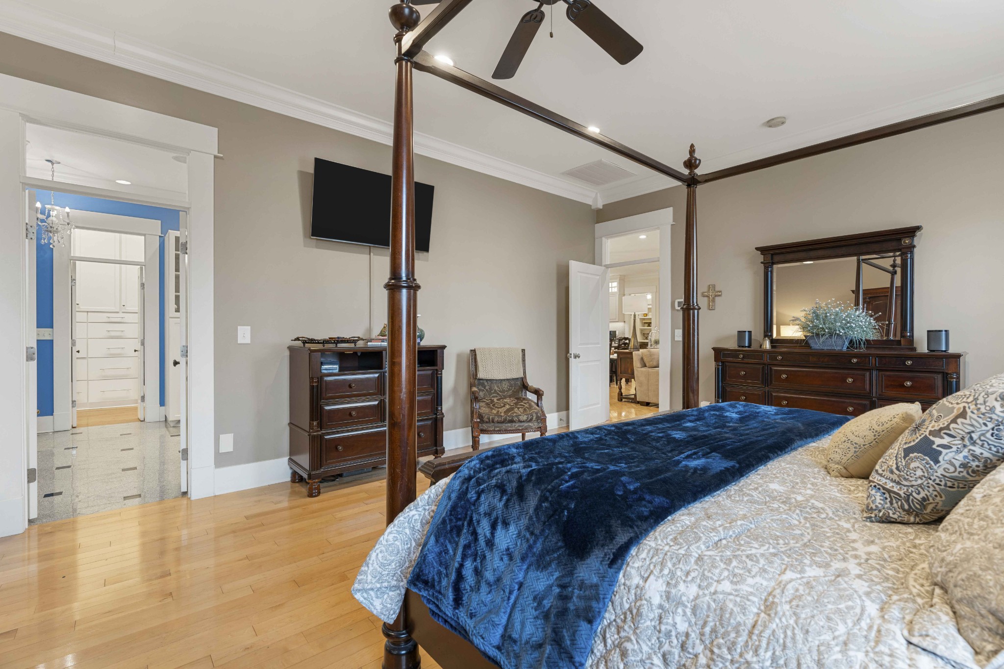 107 Tiffany Court Franklin, TN 37064 - Photo 56 of 98 a bedroom with a bed and a flat tv screen on dresser