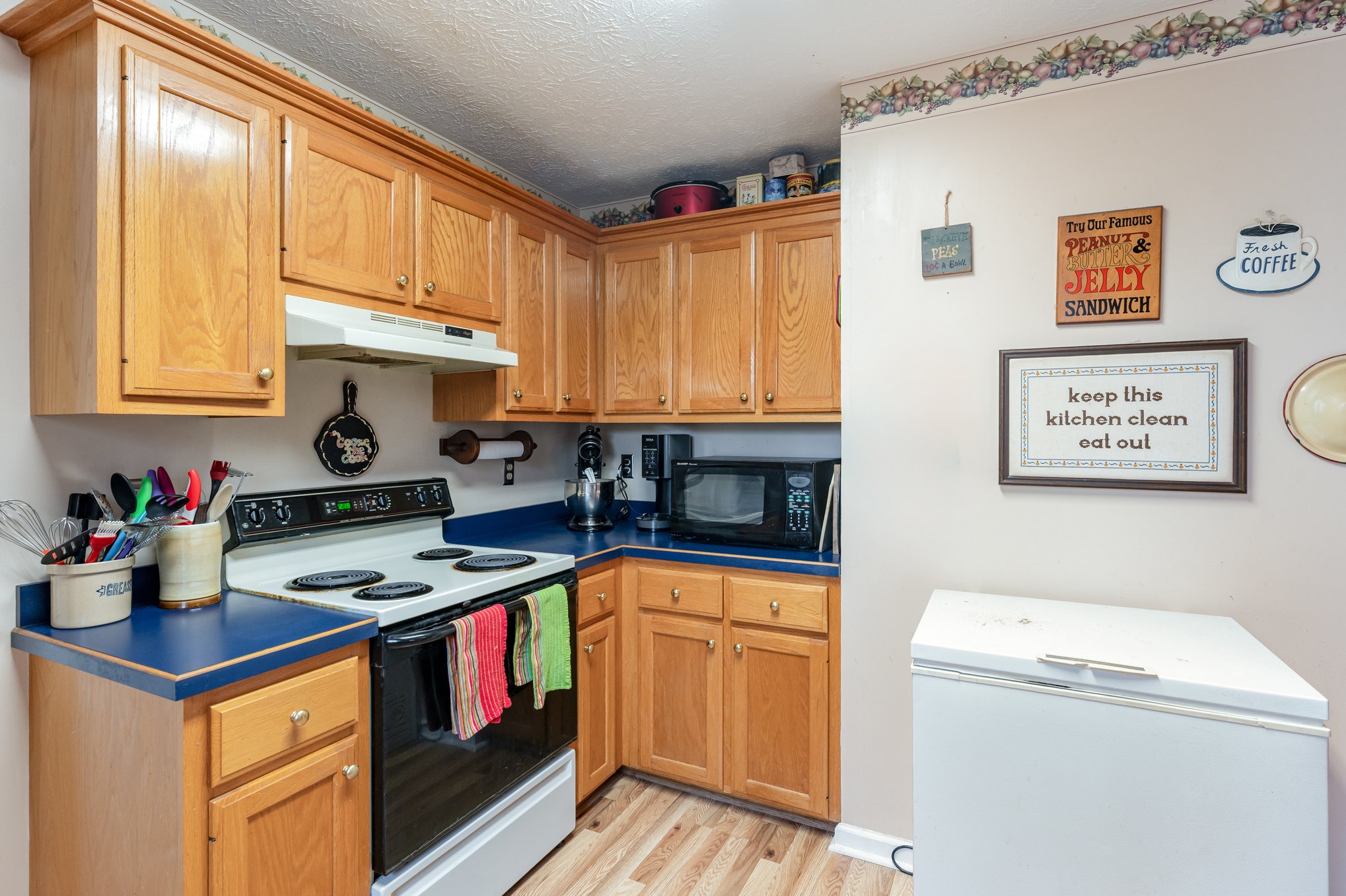 1180 Simms Heights Road Kingston Springs, TN 37082 - Photo 11 of 31 a kitchen with a stove a sink a refrigerator cabinets and a window