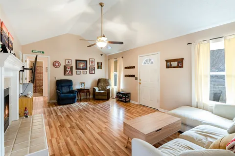 a living room with furniture