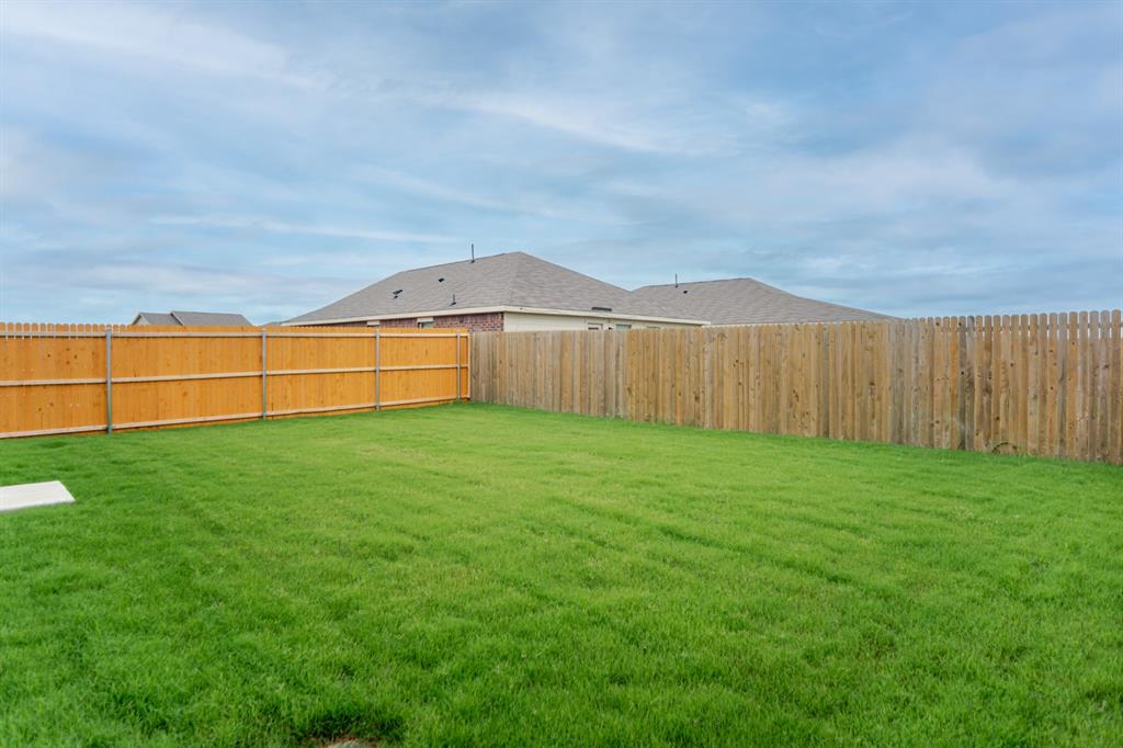 1419 Merlin Blf Street Forney, TX 75126 - Photo 24 of 24 Expansive green lawn surrounded by a privacy fence, featuring a light wood-tone section and a natural wood-tone section