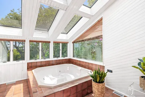 a view of a bathtub in a natural light
