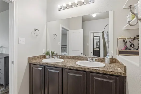 a sink and a mirror