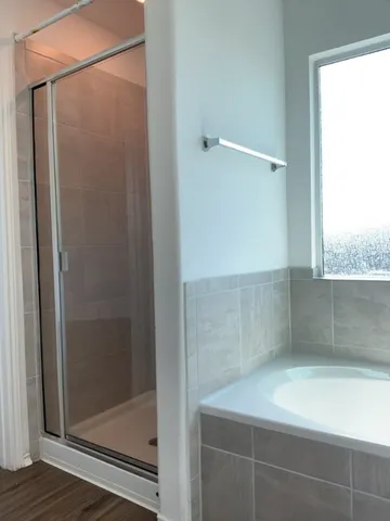 a bathroom with a shower