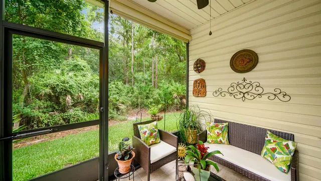 a view of an outdoor space with seating area