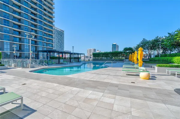 a view of a park with slides