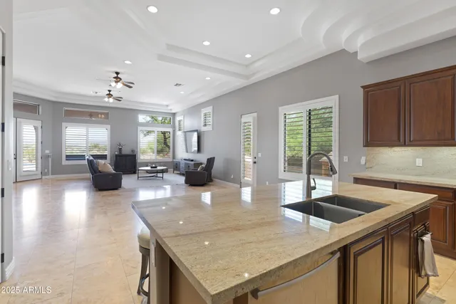 a room with furniture and air hockey table
