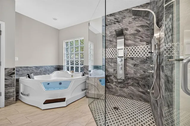 a view of a hallway with a wooden door