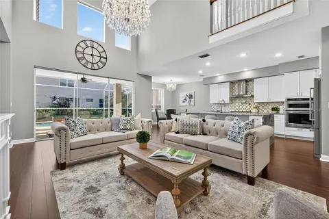 a kitchen with a stove and cabinets