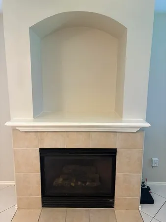 a close view of a fireplace