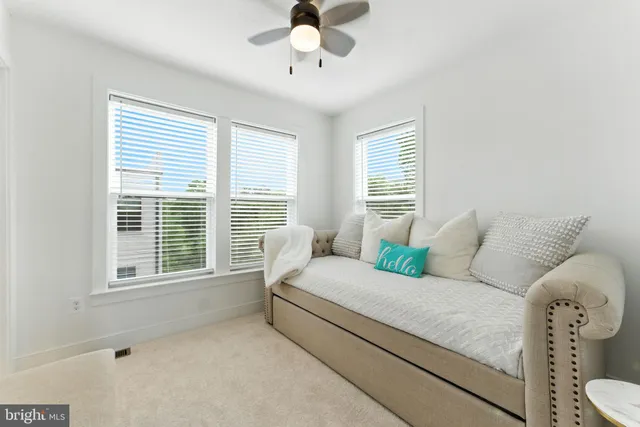 a view of a park with iron fence