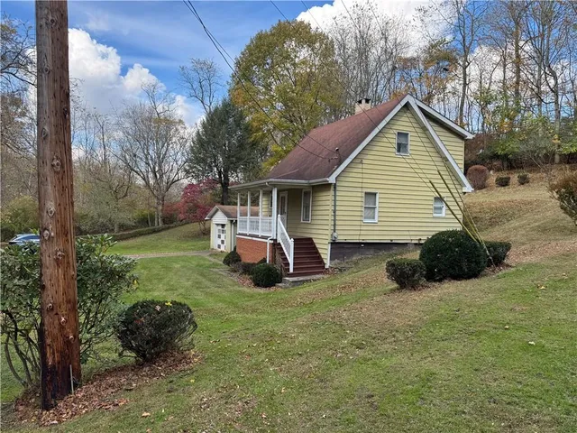 a view of a yard with a tree