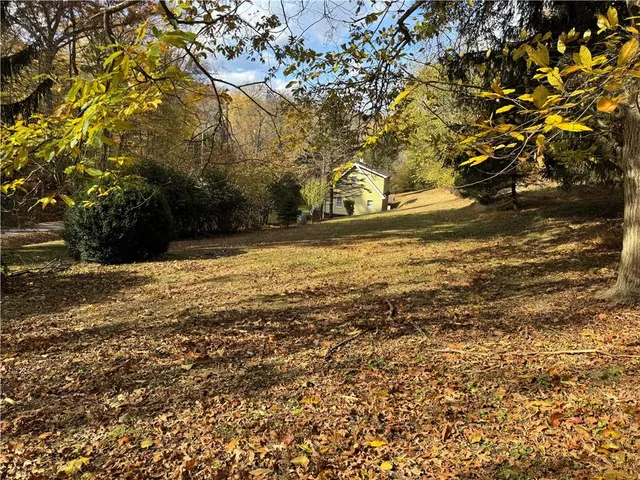 a view of a house with a yard and large tree