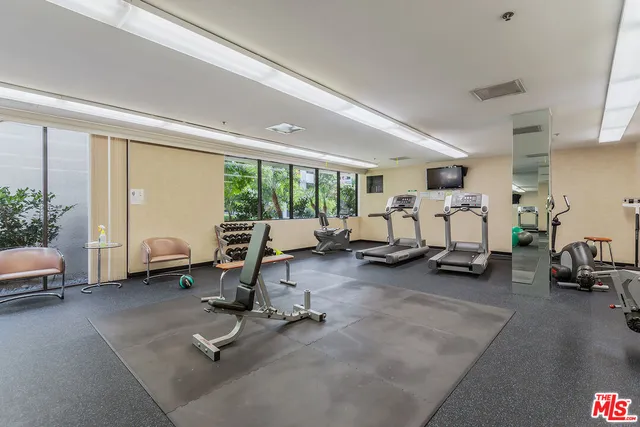 a view of a room with gym equipment