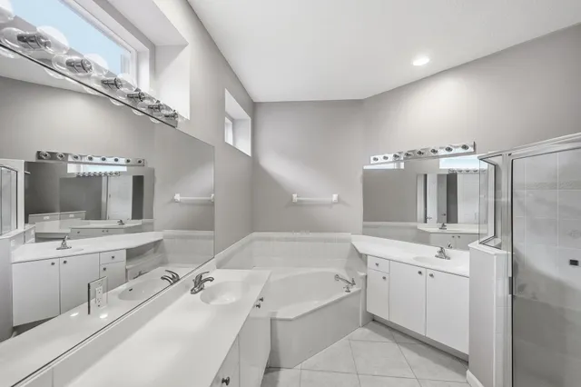 a bathroom with a bathtub