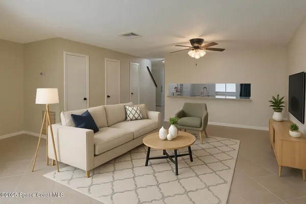 a living room with furniture