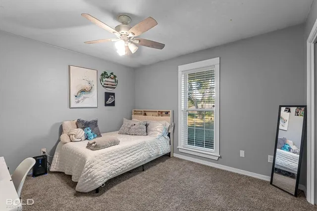 a room that has a bed and a closet