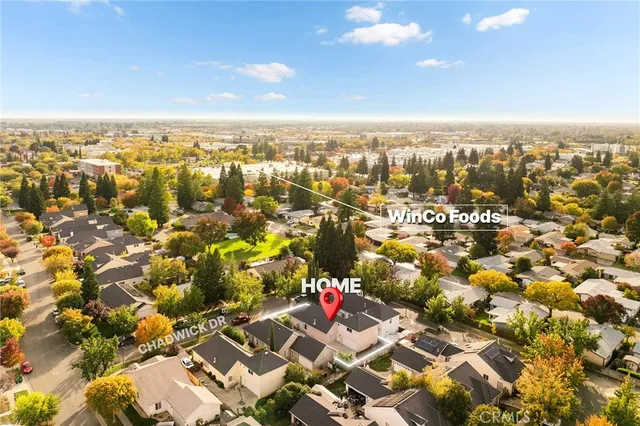 an aerial view of multiple house