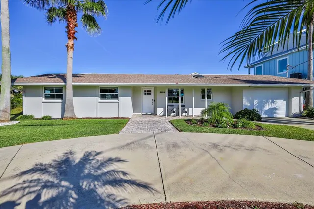 a view of house with outdoor space and palm tree