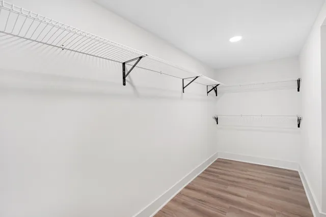 a view of a room with racks on the wall