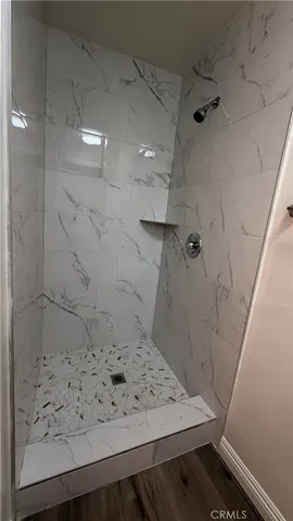 a bathroom with a bathtub