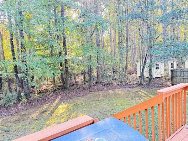 a view of a backyard with plants